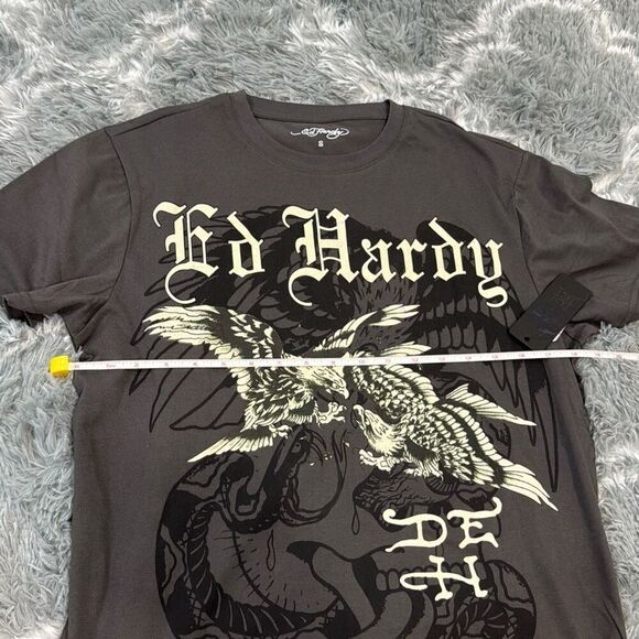 NWT Ed Hardy Men Eagle Battle T-shirt (Charcoal) size small - Picture 6 of 7